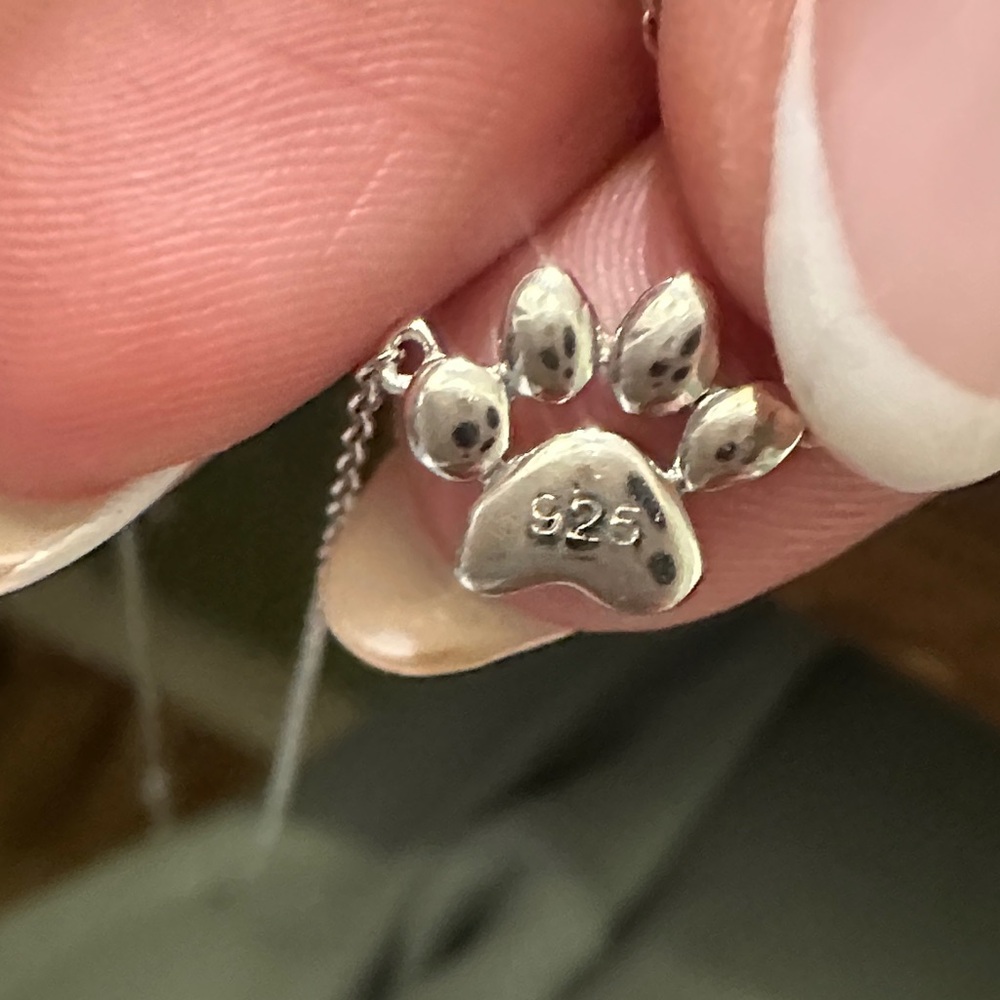 Sterling Silver Paw Print Necklace - Picture 3 of 3